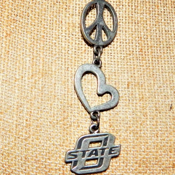 Peace Love OSU Necklace ~ Oklahoma State Cowboys! - Picture 3 of 9